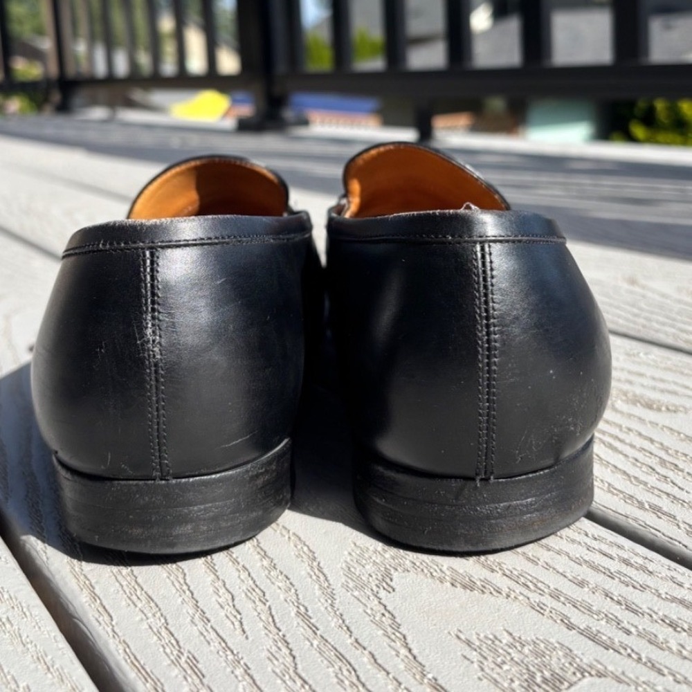 Edward Green Penny Loafers Flat Dress Shoes Men's Size US 10.5 D Black Leather - Picture 10 of 11